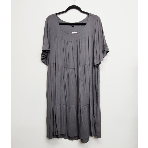 NWT Torrid 2 Grey Mini Textured Rayon Tiered Dress 2X 18 20 - Picture 6 of 10